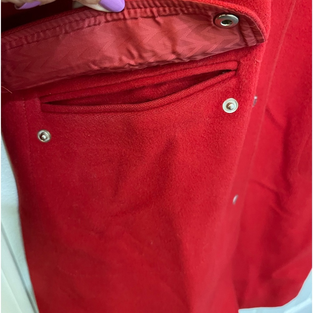 MICHAEL KORS RED WOOL COAT! Zipper & Snap Close Front & Low Pockets. Zip top pkt - Picture 6 of 12